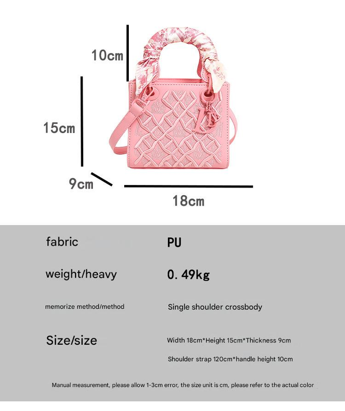 Elegant Embossed PU Leather Handbag with Scarf Detail - Versatile Top-Handle & Crossbody Bag(blue) Tristar Online