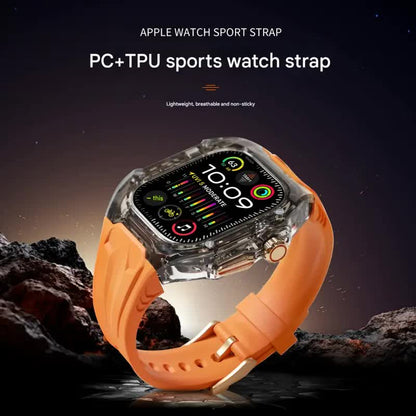 Transparent PC+TPU Sports Watch Strap & Case for Smart Watch - Raised Edge Protection, Wireless Charging Compatible(Orange transparent) Tristar Online