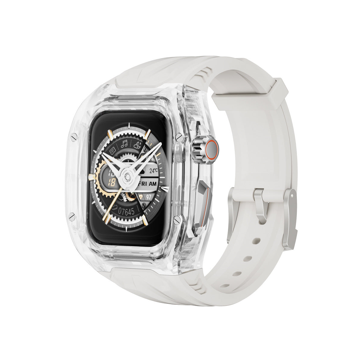 Transparent PC+TPU Sports Watch Strap & Case for Smart Watch - Raised Edge Protection, Wireless Charging Compatible(White and transparent) Tristar Online