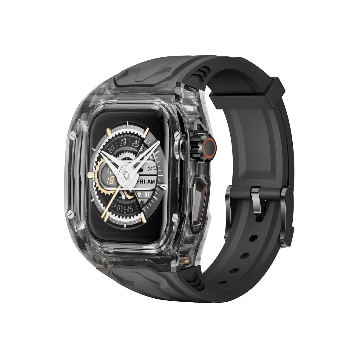 Transparent PC+TPU Sports Watch Strap & Case for Smart Watch - Raised Edge Protection, Wireless Charging Compatible(Black transparent black) Tristar Online
