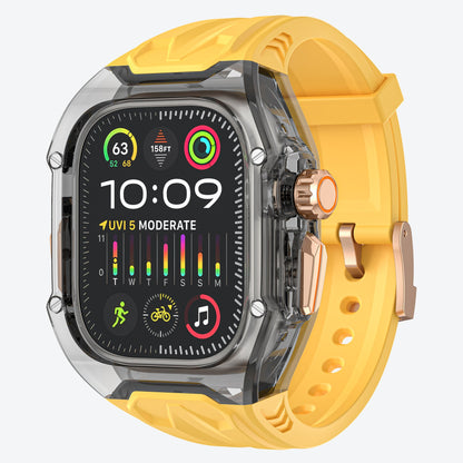 Transparent PC+TPU Sports Watch Strap & Case for Smart Watch - Raised Edge Protection, Wireless Charging Compatible(Yellow transparent black) Tristar Online