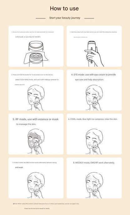 Multi-Function Facial Beauty Device - 6 Modes, 3 Intensity Levels, LED Therapy & Magnetic Charging(Gradient Color) Tristar Online