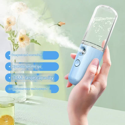 Two Portable Nano Facial Sprayer - 50ml USB Rechargeable Moisturizing Disinfectant Sprayer(Light pink) Tristar Online
