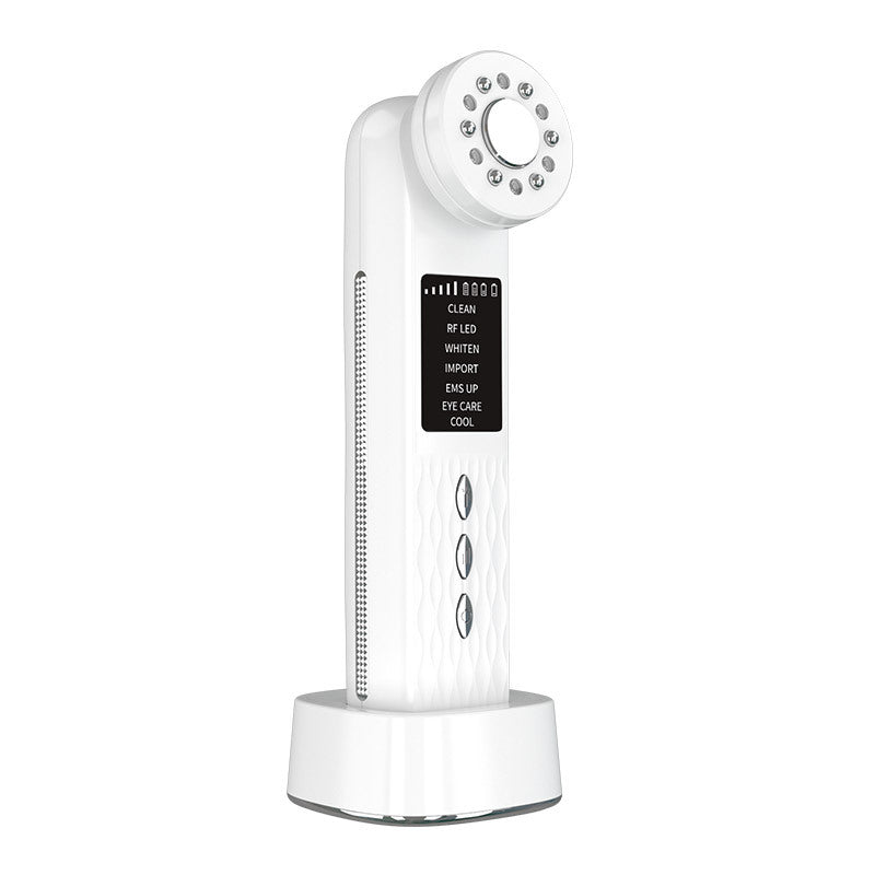 Multi-Functional Facial Beauty Device - Ultrasonic, EMS, RF LED, Cool Therapy & Eye Care(white) Tristar Online