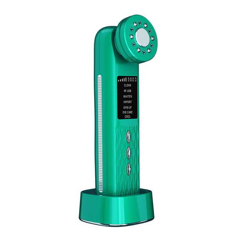 Multi-Functional Facial Beauty Device - Ultrasonic, EMS, RF LED, Cool Therapy & Eye Care(green) Tristar Online
