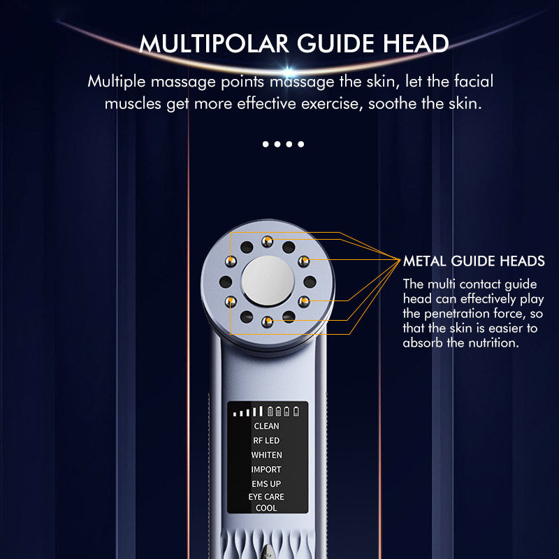 Multi-Functional Facial Beauty Device - Ultrasonic, EMS, RF LED, Cool Therapy & Eye Care(green) Tristar Online