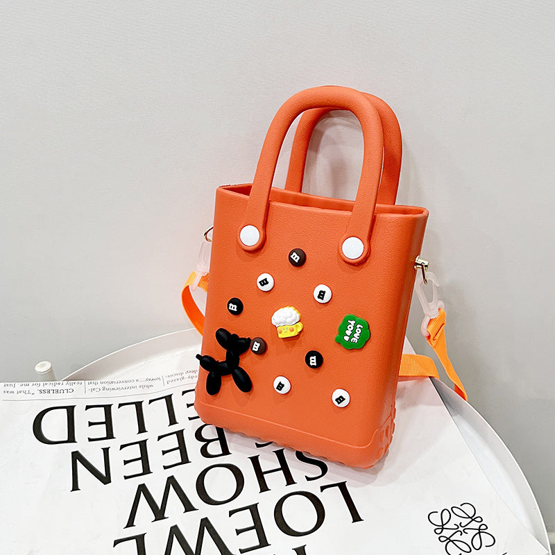 EVA Large Capacity Crossbody & Handbag - Customizable with Charms, Lightweight & Versatile,Orange (with DIY accessories) Tristar Online