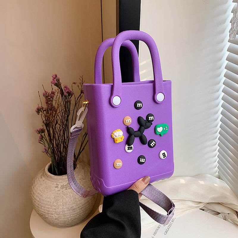 EVA Large Capacity Crossbody & Handbag - Customizable with Charms, Lightweight & Versatile,Purple (with DIY accessories) Tristar Online