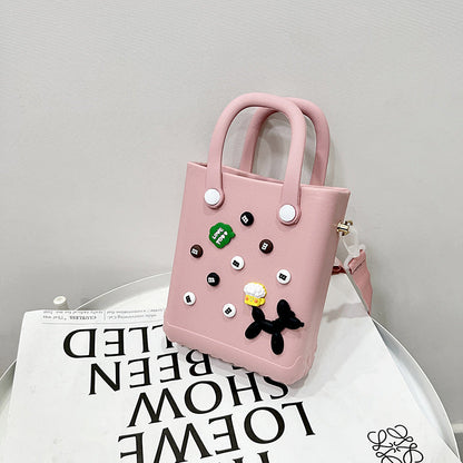 EVA Large Capacity Crossbody & Handbag - Customizable with Charms, Lightweight & Versatile,Pink (with DIY accessories) Tristar Online
