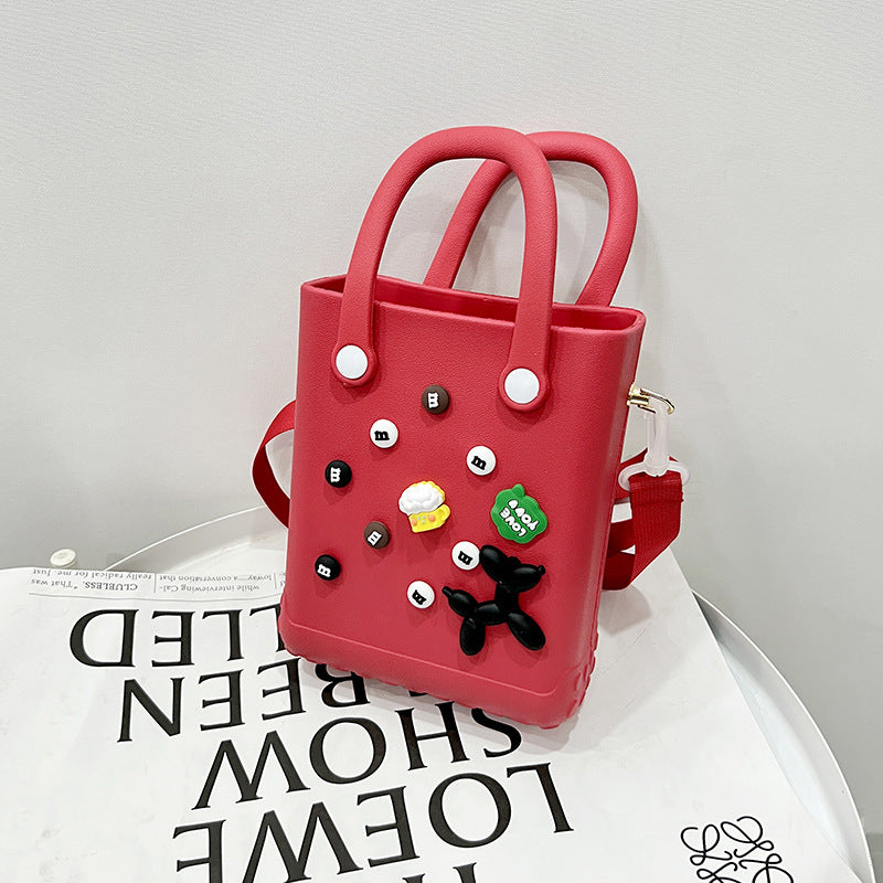 EVA Large Capacity Crossbody & Handbag - Customizable with Charms, Lightweight & Versatile,Red (with DIY accessories) Tristar Online