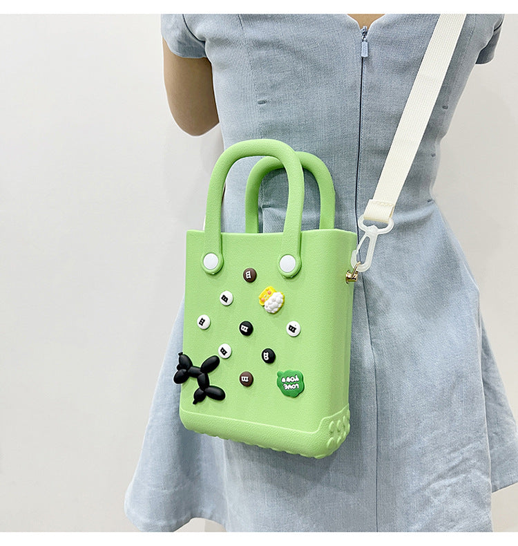 EVA Large Capacity Crossbody & Handbag - Customizable with Charms, Lightweight & Versatile,Red (with DIY accessories) Tristar Online