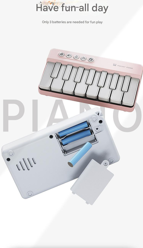 Mini Pocket Piano Electronic Keyboard - 18 Keys, Multiple Modes, LED Lights, Portable Musical Toy(white) Tristar Online