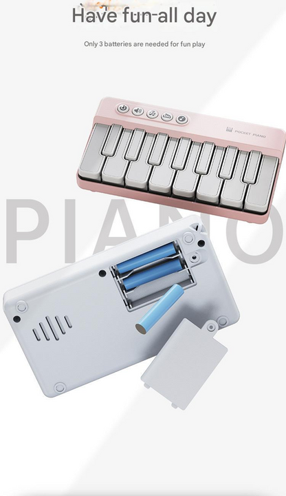 Mini Pocket Piano Electronic Keyboard - 18 Keys, Multiple Modes, LED Lights, Portable Musical Toy(white) Tristar Online
