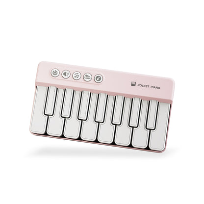 Mini Pocket Piano Electronic Keyboard - 19 Keys, Multiple Modes, LED Lights, Portable Musical Toy(pink) Tristar Online