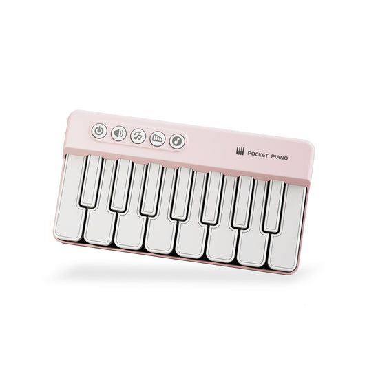 Mini Pocket Piano Electronic Keyboard - 19 Keys, Multiple Modes, LED Lights, Portable Musical Toy(pink) Tristar Online
