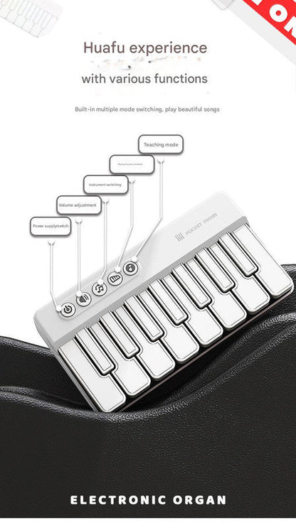 Mini Pocket Piano Electronic Keyboard - 19 Keys, Multiple Modes, LED Lights, Portable Musical Toy(pink) Tristar Online