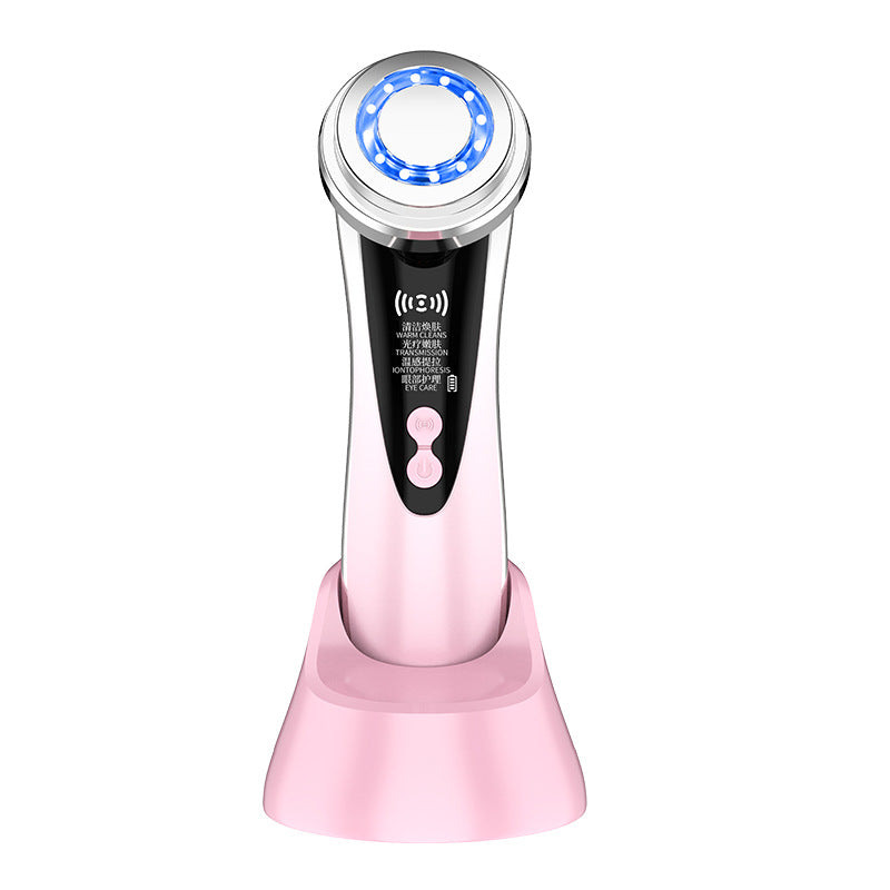 4-in-1 Facial Beauty Device - LED Light Therapy, Warm Lifting, Ion Cleansing & Eye Care(pink) Tristar Online
