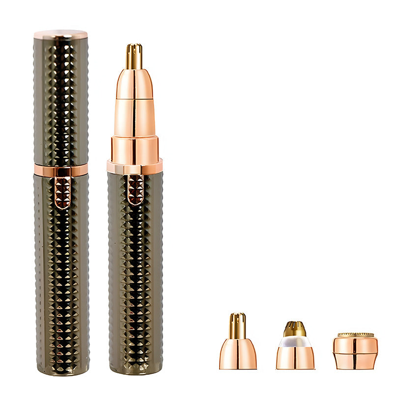 3-in-1 Rechargeable Electric Trimmer for Women - Nose, Eyebrow & Facial Hair Remover with Washable Heads & LED Light(brown) Tristar Online