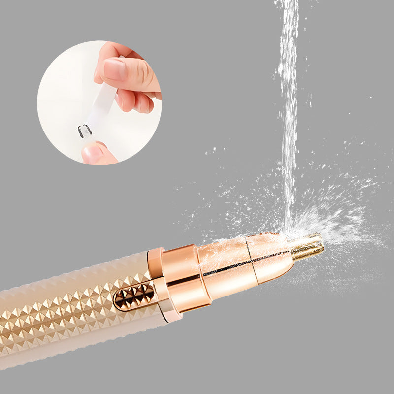 3-in-1 Rechargeable Electric Trimmer for Women - Nose, Eyebrow & Facial Hair Remover with Washable Heads & LED Light(brown) Tristar Online