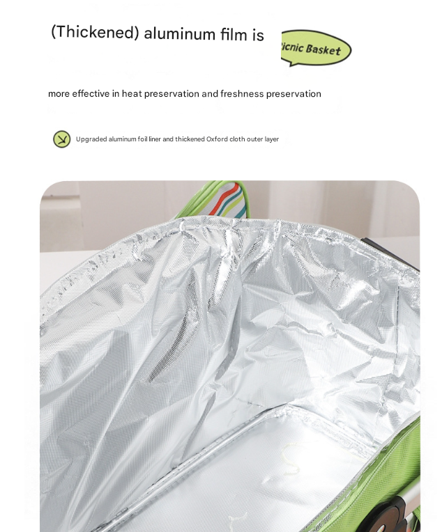 Pink and Floral Pattern Large 27L Foldable Insulated Picnic Basket Cooler Bag - Lightweight Thermal Hamper with Aluminum Handles for Outdoor, Shopping & Camping Tristar Online