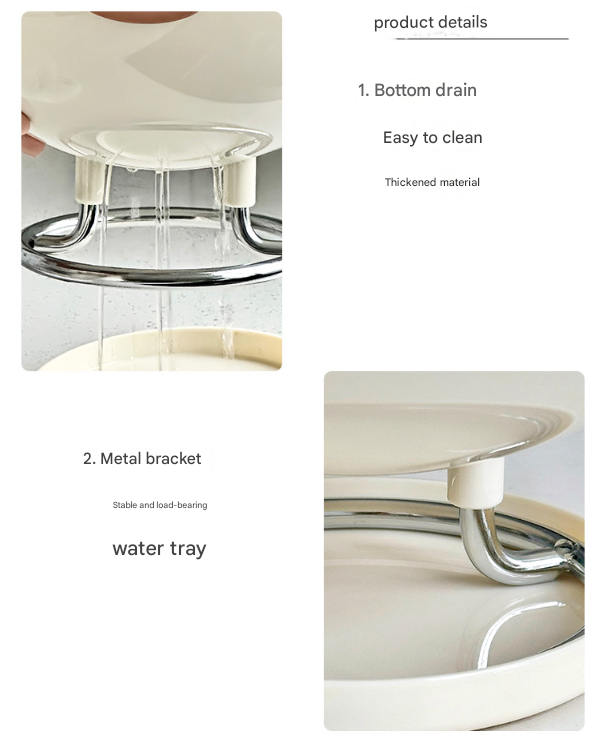 Beige Whimsical Covered Fruit Bowl with Flip Lid & Drainer - Cute Design Snack & Candy Dish for Living Room Tristar Online