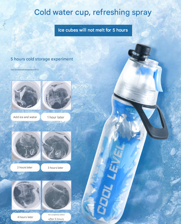 Yellow 500ML Insulated Sports Water Bottle with Cooling Mist - Triple-Layer Design Keeps Drinks Cold for Hours - Portable PE Misting Bottle Tristar Online
