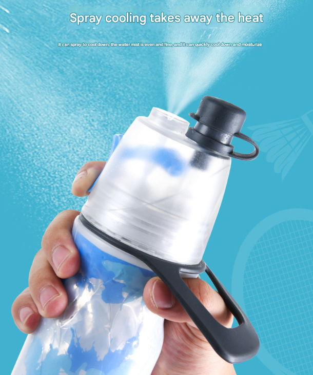 Blue 500ML Insulated Sports Water Bottle with Cooling Mist - Triple-Layer Design Keeps Drinks Cold for Hours - Portable PE Misting Bottle Tristar Online