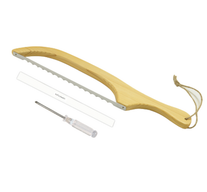 2 Pcs Khaki Artisan Wooden Bread Bow Knife - Serrated Stainless Steel Slicer for Effortless Crumb-Free Cutting Tristar Online