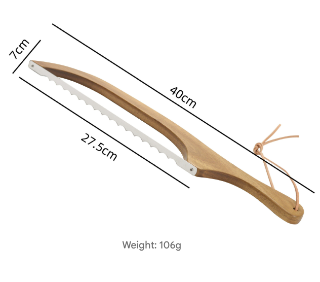 2 Pcs Khaki Artisan Wooden Bread Bow Knife - Serrated Stainless Steel Slicer for Effortless Crumb-Free Cutting Tristar Online