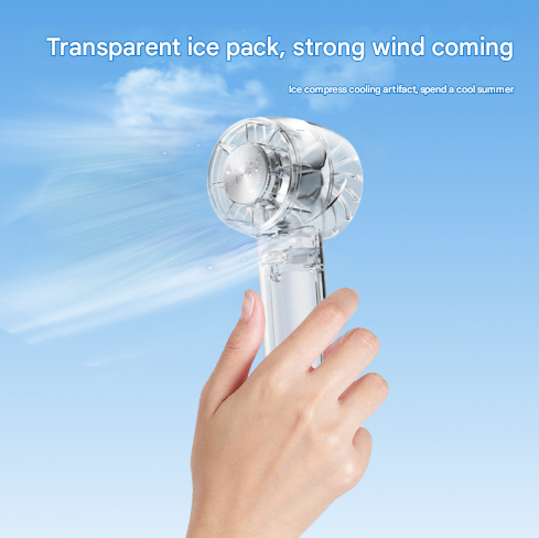 Transparent White Portable Mini Cooling Fan with Semiconductor Ice Compress - USB-C Rechargeable, 3-Speed Turbine & Transparent Design Tristar Online