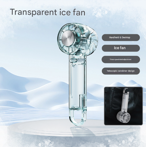 Transparent Green Portable Mini Cooling Fan with Semiconductor Ice Compress - USB-C Rechargeable, 3-Speed Turbine & Transparent Design Tristar Online