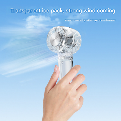 Transparent Green Portable Mini Cooling Fan with Semiconductor Ice Compress - USB-C Rechargeable, 3-Speed Turbine & Transparent Design Tristar Online
