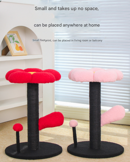 Red and Black Adorable Flower Cat Tree - Plush Perch, Sisal Scratching Post & Spring Ball Toy Tristar Online