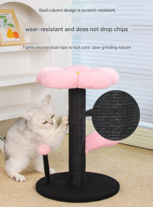 Red and Black Adorable Flower Cat Tree - Plush Perch, Sisal Scratching Post & Spring Ball Toy Tristar Online