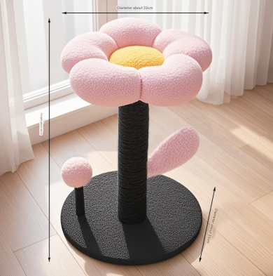 Pink and Black Adorable Flower Cat Tree - Plush Perch, Sisal Scratching Post & Spring Ball Toy Tristar Online