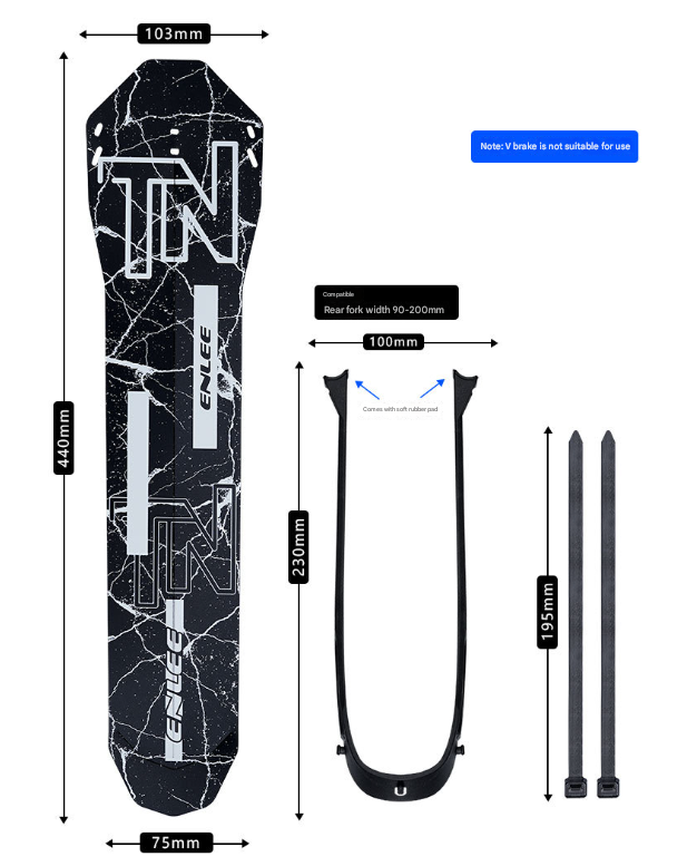 Style A Black Lightweight Bicycle Rear Mudguard - Adjustable PP5 Fender for MTB, Road & Folding Bikes (NOT for V-Brakes) Tristar Online