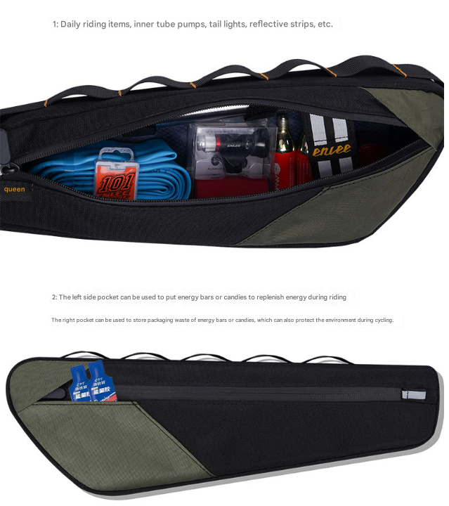 Black and Green Waterproof Bicycle Frame Bag - 2.5L Slim Top Tube Storage Pouch for Cycling Essentials Tristar Online