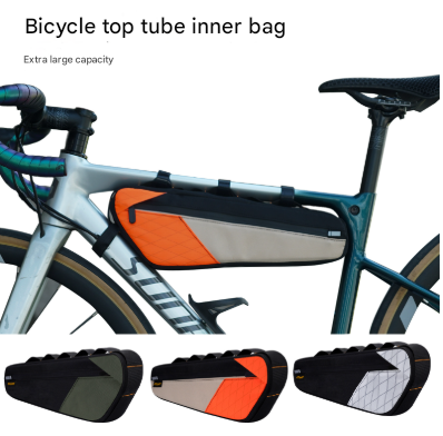 Black and Orange Waterproof Bicycle Frame Bag - 2.5L Slim Top Tube Storage Pouch for Cycling Essentials Tristar Online