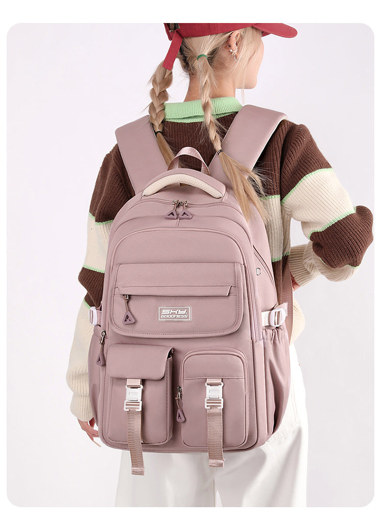 Light Purple Large Capacity Waterproof Student Backpack - Fits 15-Inch Laptop, Multi-Pocket Travel Daypack Tristar Online