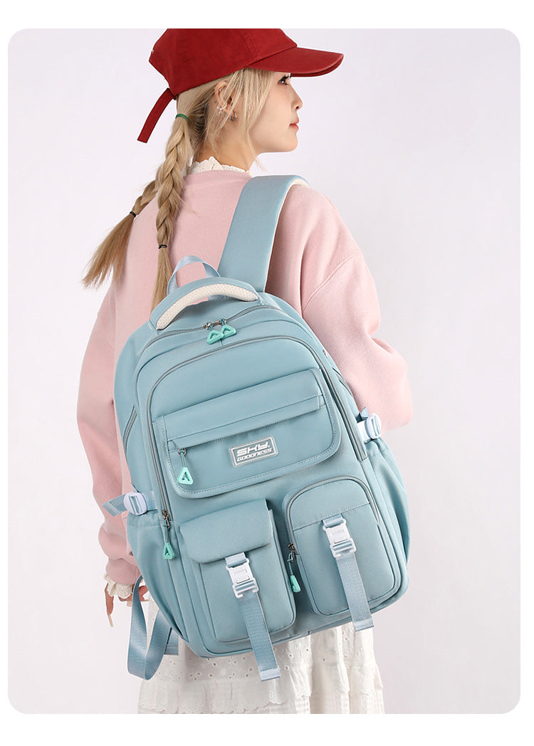 Light Blue Large Capacity Waterproof Student Backpack - Fits 15-Inch Laptop, Multi-Pocket Travel Daypack Tristar Online