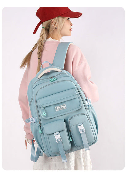 Light Blue Large Capacity Waterproof Student Backpack - Fits 15-Inch Laptop, Multi-Pocket Travel Daypack Tristar Online