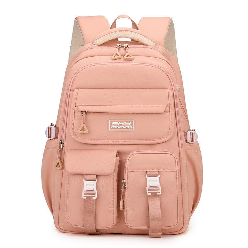 Pink Large Capacity Waterproof Student Backpack - Fits 15-Inch Laptop, Multi-Pocket Travel Daypack Tristar Online