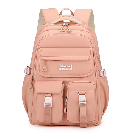 Pink Large Capacity Waterproof Student Backpack - Fits 15-Inch Laptop, Multi-Pocket Travel Daypack Tristar Online