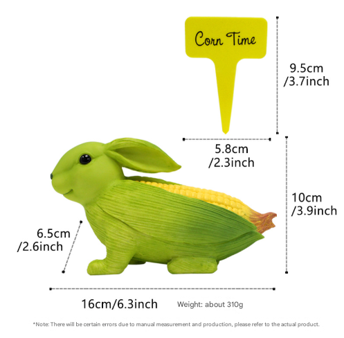 Green And Yellow Whimsical Resin Corn Rabbit Garden Statue - Unique Outdoor Yard Art Figurine with Decorative Sign Tristar Online