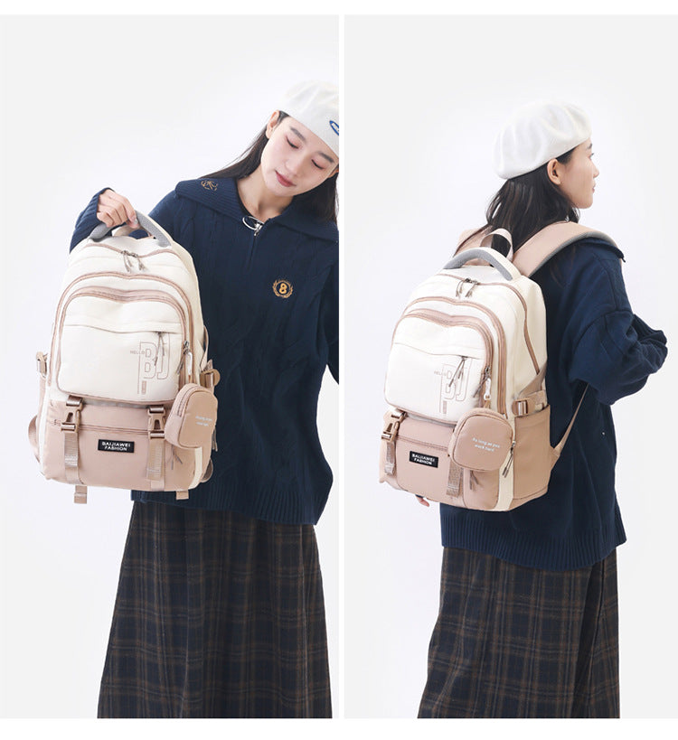 Brown and White Large Capacity Student Backpack - Durable Oxford Cloth School Bag with Laptop Compartment & Multiple Pockets Tristar Online