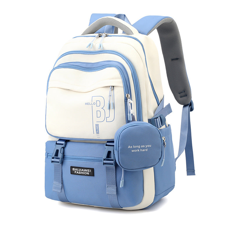 Blue and White Large Capacity Student Backpack - Durable Oxford Cloth School Bag with Laptop Compartment & Multiple Pockets Tristar Online