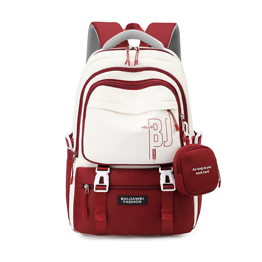 Red and White Large Capacity Student Backpack - Durable Oxford Cloth School Bag with Laptop Compartment & Multiple Pockets Tristar Online