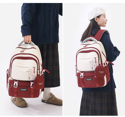 Red and White Large Capacity Student Backpack - Durable Oxford Cloth School Bag with Laptop Compartment & Multiple Pockets Tristar Online