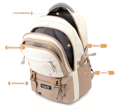 Red and White Large Capacity Student Backpack - Durable Oxford Cloth School Bag with Laptop Compartment & Multiple Pockets Tristar Online