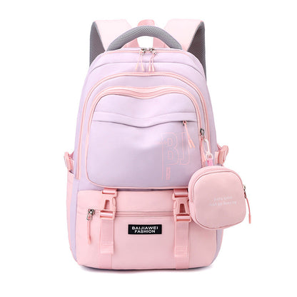 Pink and Purple Large Capacity Student Backpack - Durable Oxford Cloth School Bag with Laptop Compartment & Multiple Pockets Tristar Online